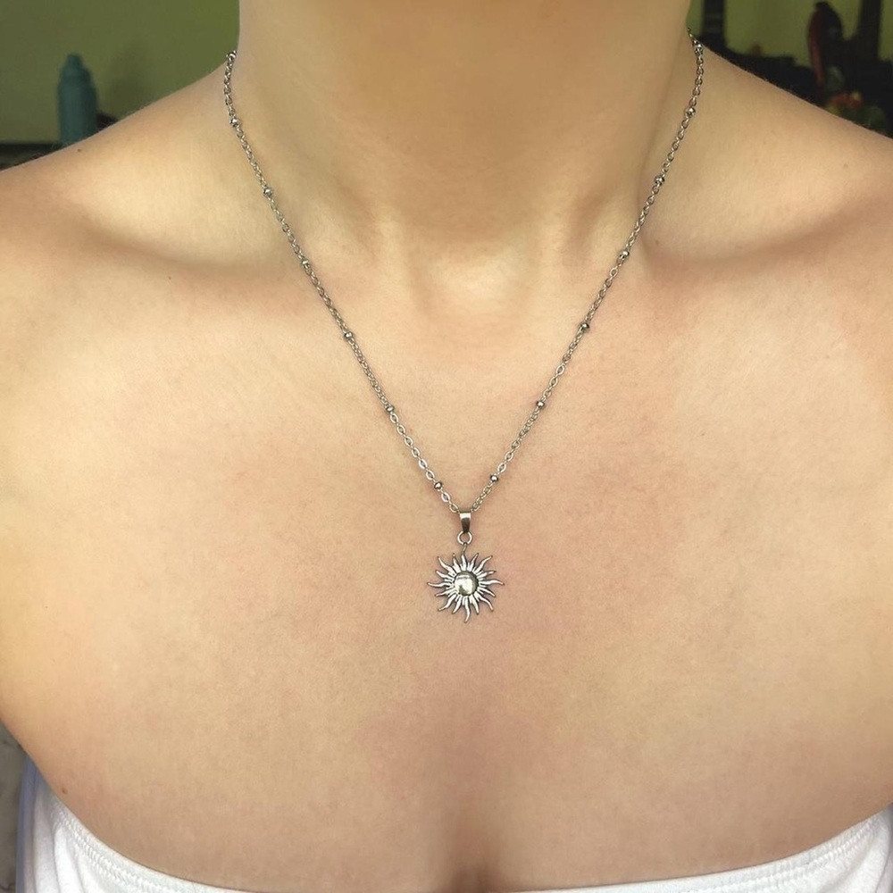 Silver Sun Pendant Necklace